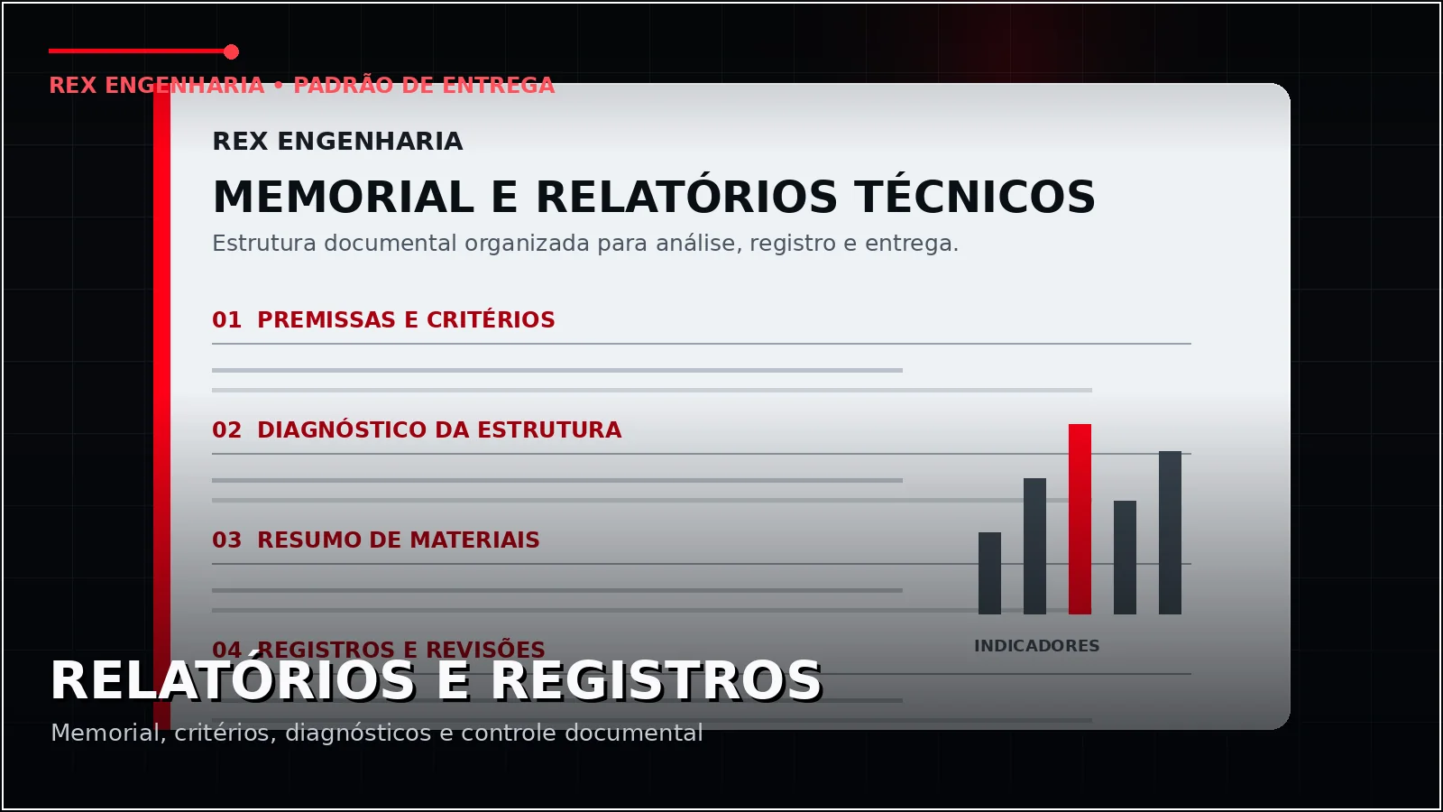 Relatórios e registros técnicos da Rex Engenharia